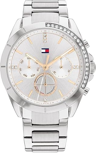 Tommy Hilfiger Reloj Analógico de Cuarzo Multifunción para Mujer con Correa de Acero Inoxidable Plateada - 1782384
